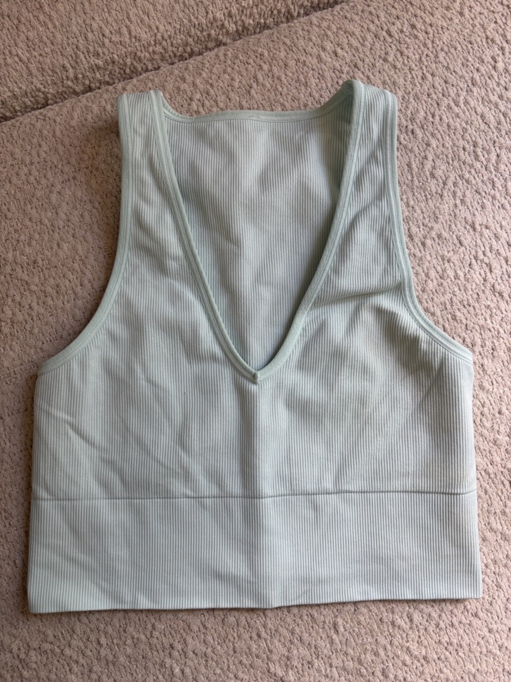 Athleta Ribbed V-Neck Crop Tank - Mint Green